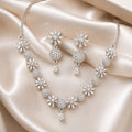 Royal American Diamond Flower Necklace with Earrings Set