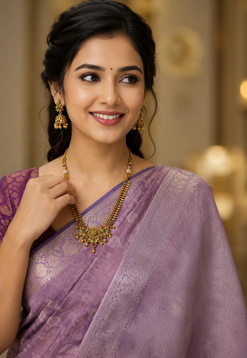 Traditional Temple Jewellery Necklace Set for Women | Antique Gold-Plated Choker with Jhumka Earrings | Bridal & Festive Jewellery