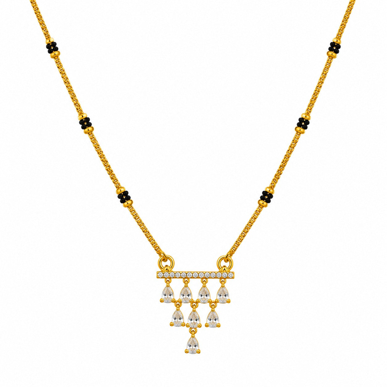 Modern American Diamond (CZ) Gold-Plated Mangalsutra.