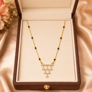 Modern American Diamond (CZ) Gold-Plated Mangalsutra.