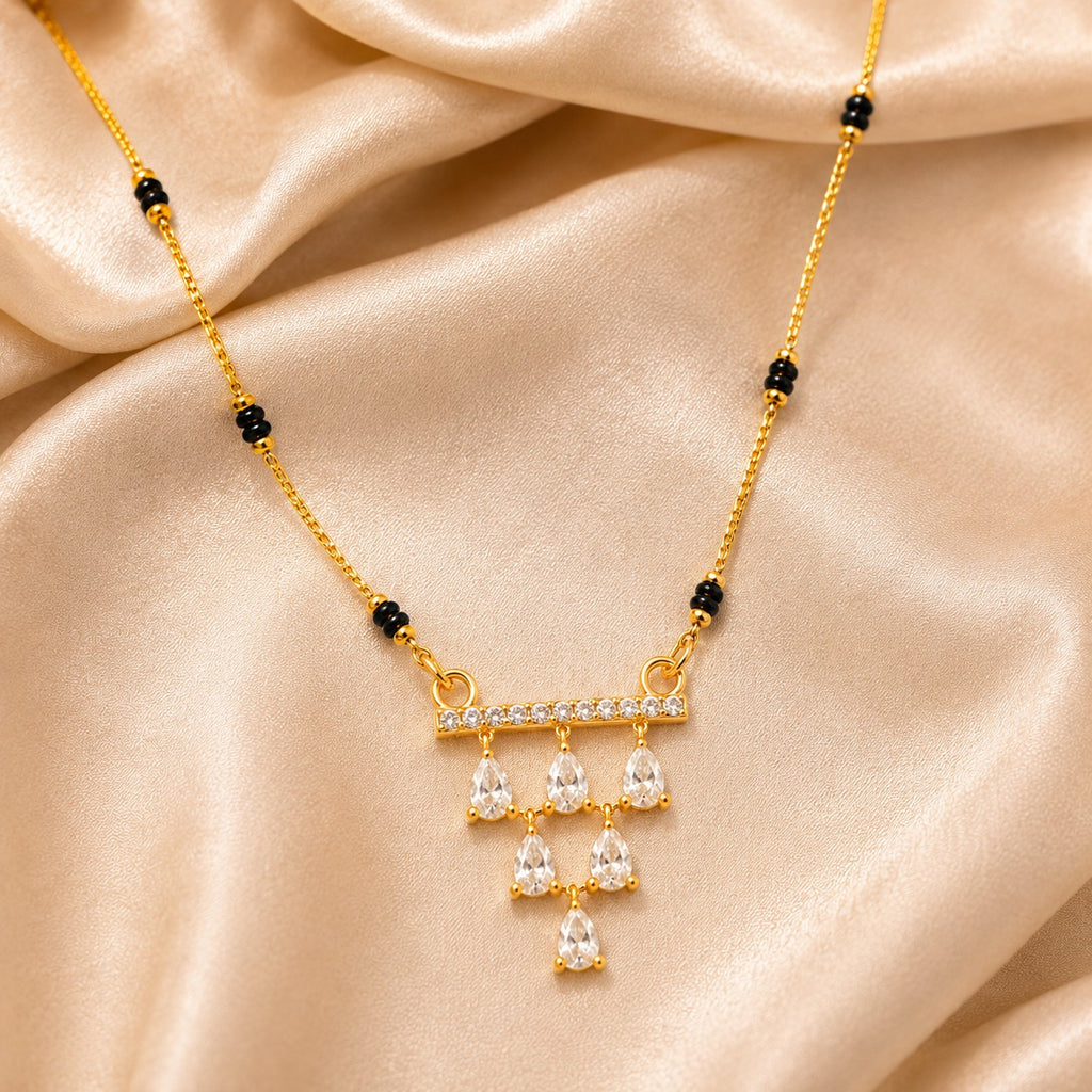 Modern American Diamond (CZ) Gold-Plated Mangalsutra.