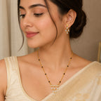 Modern American Diamond (CZ) Gold-Plated Mangalsutra.