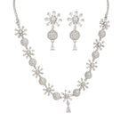 Royal American Diamond Flower Necklace with Earrings Set