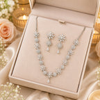 Royal American Diamond Flower Necklace with Earrings Set