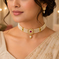 Traditional Temple Jewellery Necklace Set for Women | Antique Gold-Plated Choker with Jhumka Earrings | Bridal & Festive Jewellery