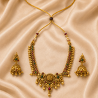 Traditional Temple Jewellery Necklace Set for Women | Antique Gold-Plated Choker with Jhumka Earrings | Bridal & Festive Jewellery